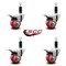 Service Caster 3'' Red Poly Swivel 1-1/8'' Expanding Stem Caster Set Total Lock Brake, 4PK SCC-EXTTL20S314-PPUB-RED-118-4 - alternate 2